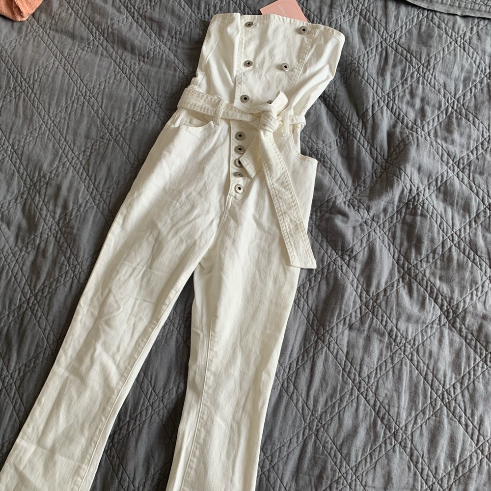 Kittenish White Denim jumpsuit